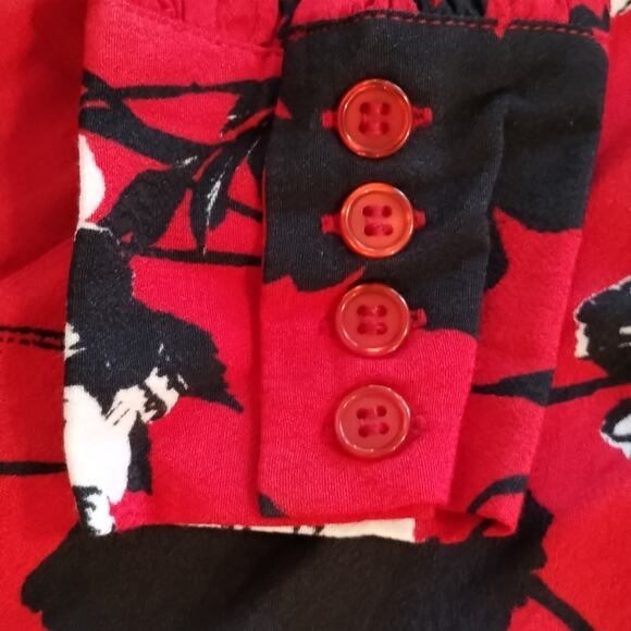 Yumi Kim NWT Shore Thing Tango Red Black Floral Mini Plunge Dress XS MSRP $238 - Picture 4 of 14